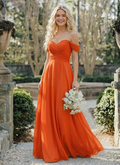 A-Line Sweetheart Sleeveless Floor-Length Chiffon Bridesmaid Dresses With