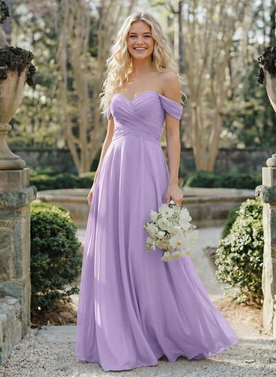 A-Line Sweetheart Sleeveless Floor-Length Chiffon Bridesmaid Dresses With