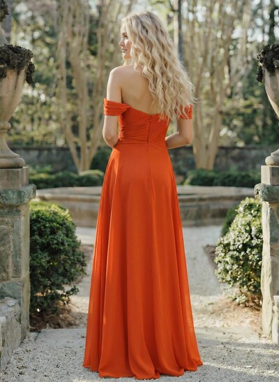 A-Line Sweetheart Sleeveless Floor-Length Chiffon Bridesmaid Dresses With