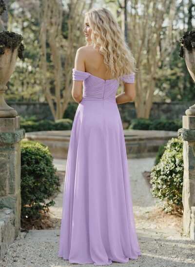 A-Line Sweetheart Sleeveless Floor-Length Chiffon Bridesmaid Dresses With