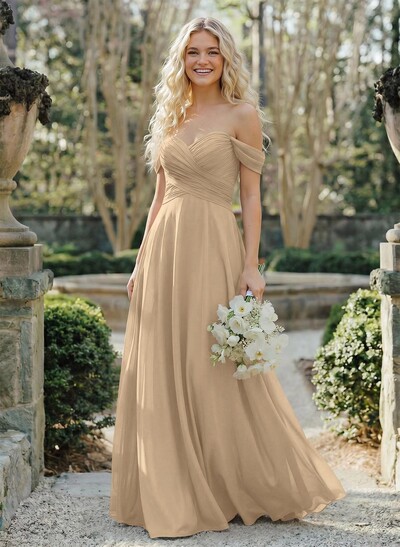 A-Line Sweetheart Sleeveless Floor-Length Chiffon Bridesmaid Dresses With