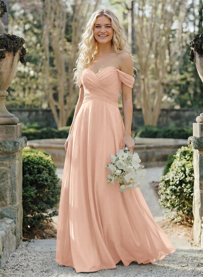 A-Line Sweetheart Sleeveless Floor-Length Chiffon Bridesmaid Dresses