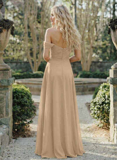 A-Line Sweetheart Sleeveless Floor-Length Chiffon Bridesmaid Dresses With