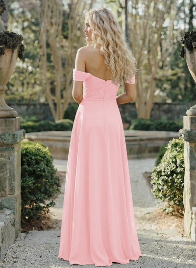A-Line Sweetheart Sleeveless Floor-Length Chiffon Bridesmaid Dresses With