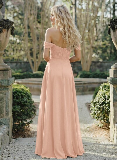 A-Line Sweetheart Sleeveless Floor-Length Chiffon Bridesmaid Dresses