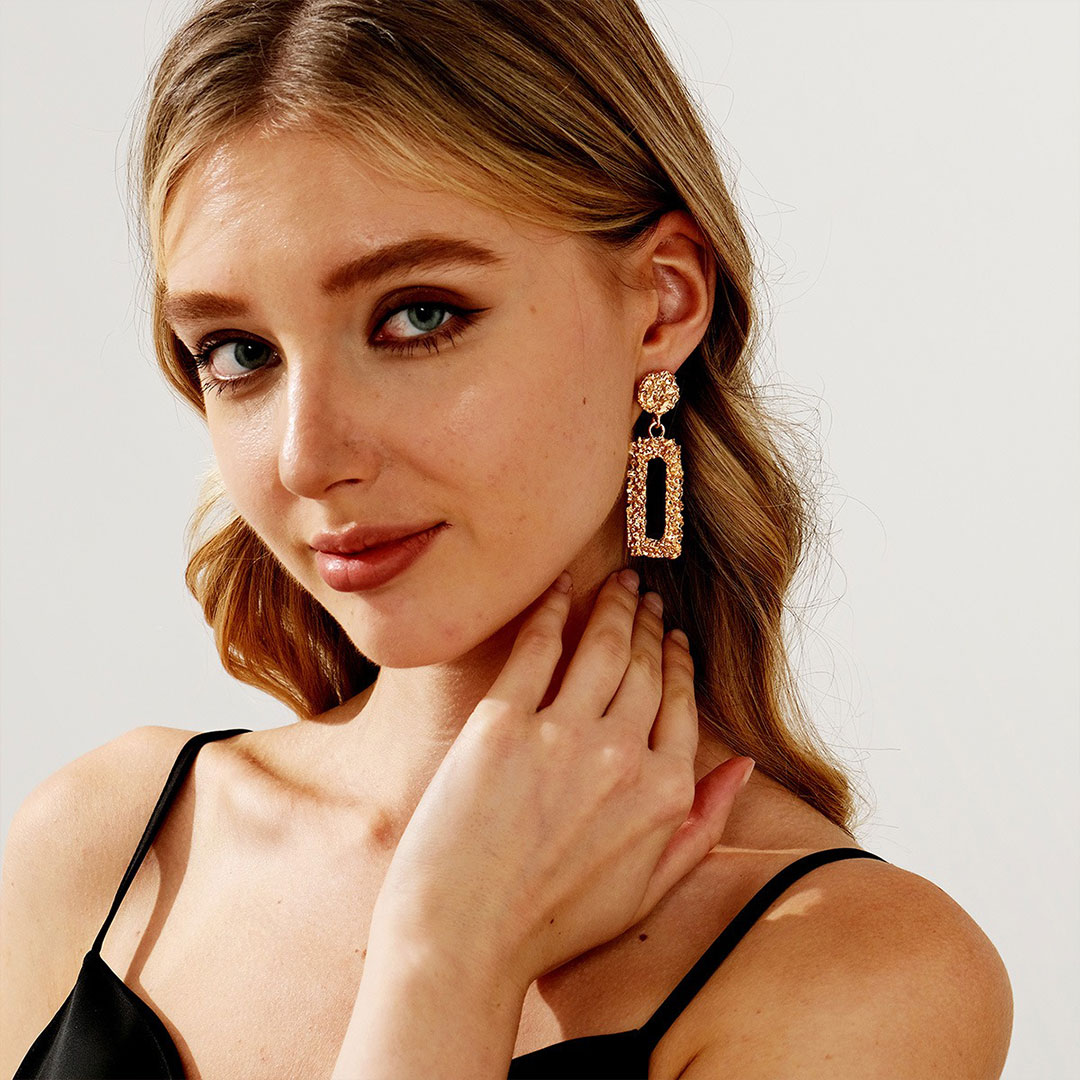 Irregular Geometric Alloy Drop Earrings