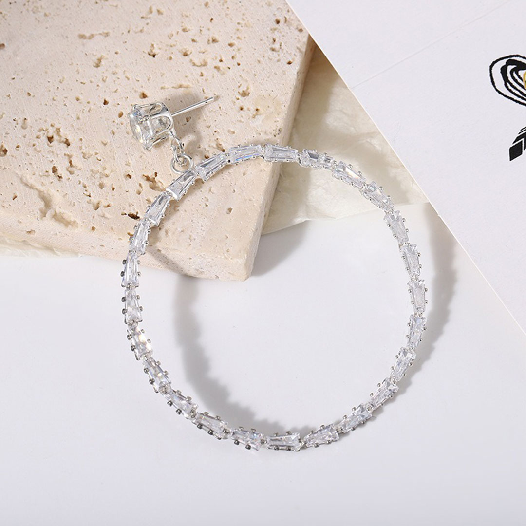 Geometry Alloy Dangle Earrings With Rhinestones