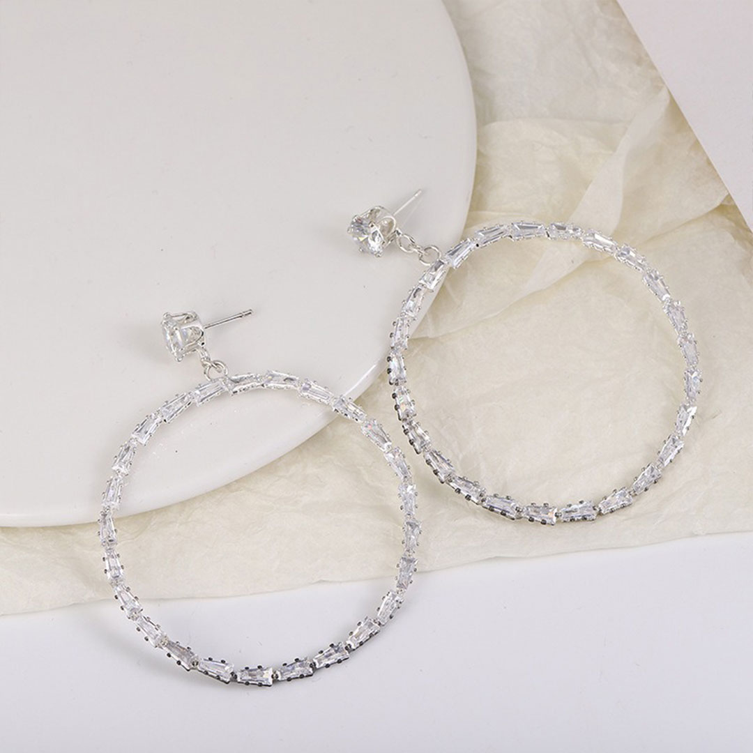 Geometry Alloy Dangle Earrings With Rhinestones