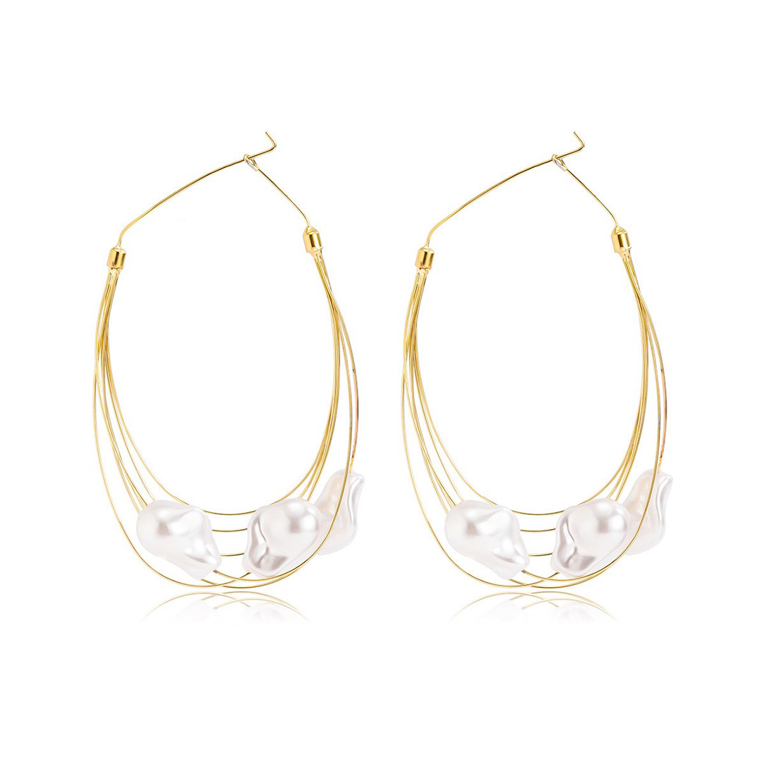 Baroque Style Handcrafted GeometryAlloy Dangle Earrings With Pearl