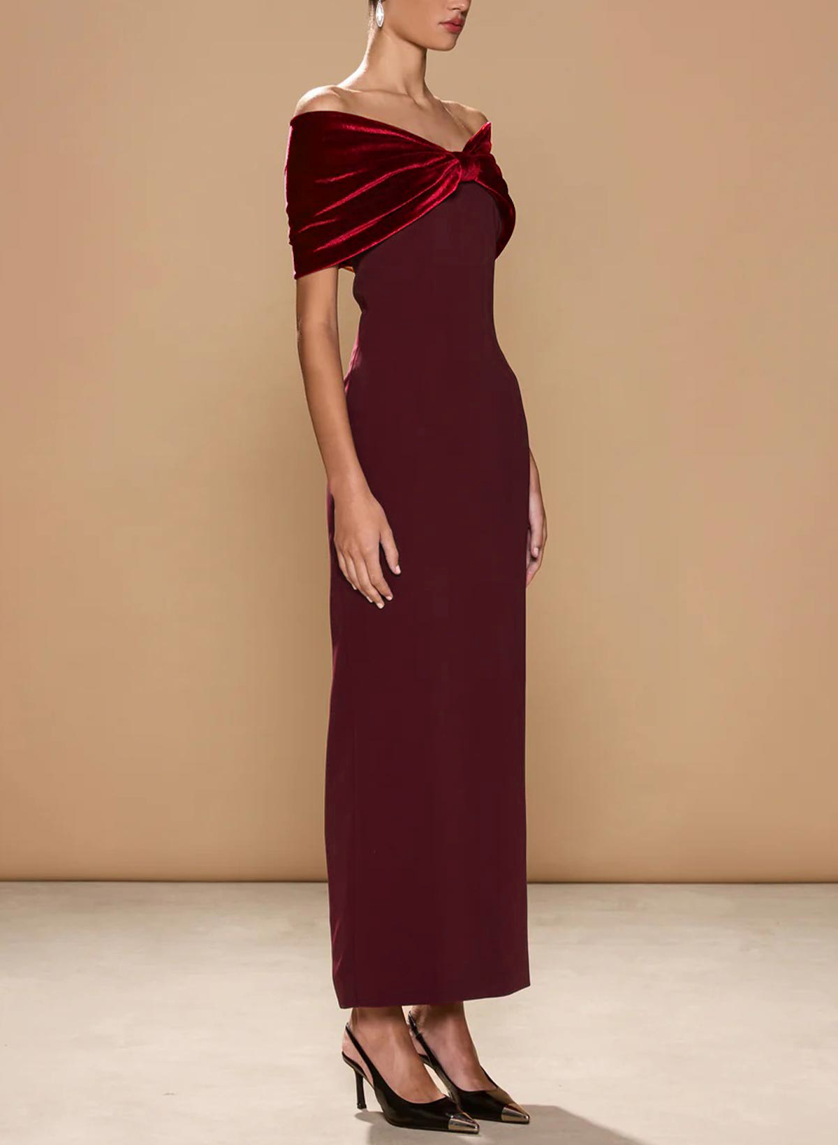 Sheath/Column Off-The-Shoulder Ankle-Length Elastic Satin Evening Dresses With Bow(s)