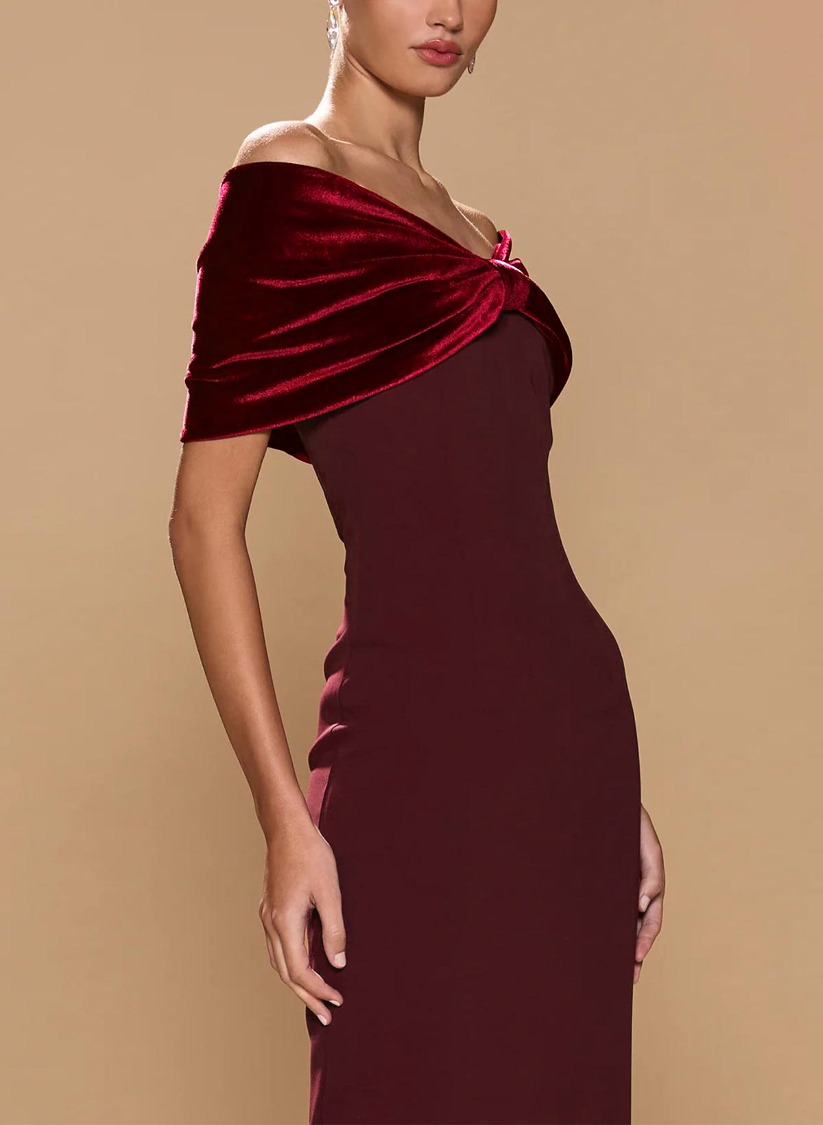 Sheath/Column Off-The-Shoulder Ankle-Length Elastic Satin Evening Dresses With Bow(s)