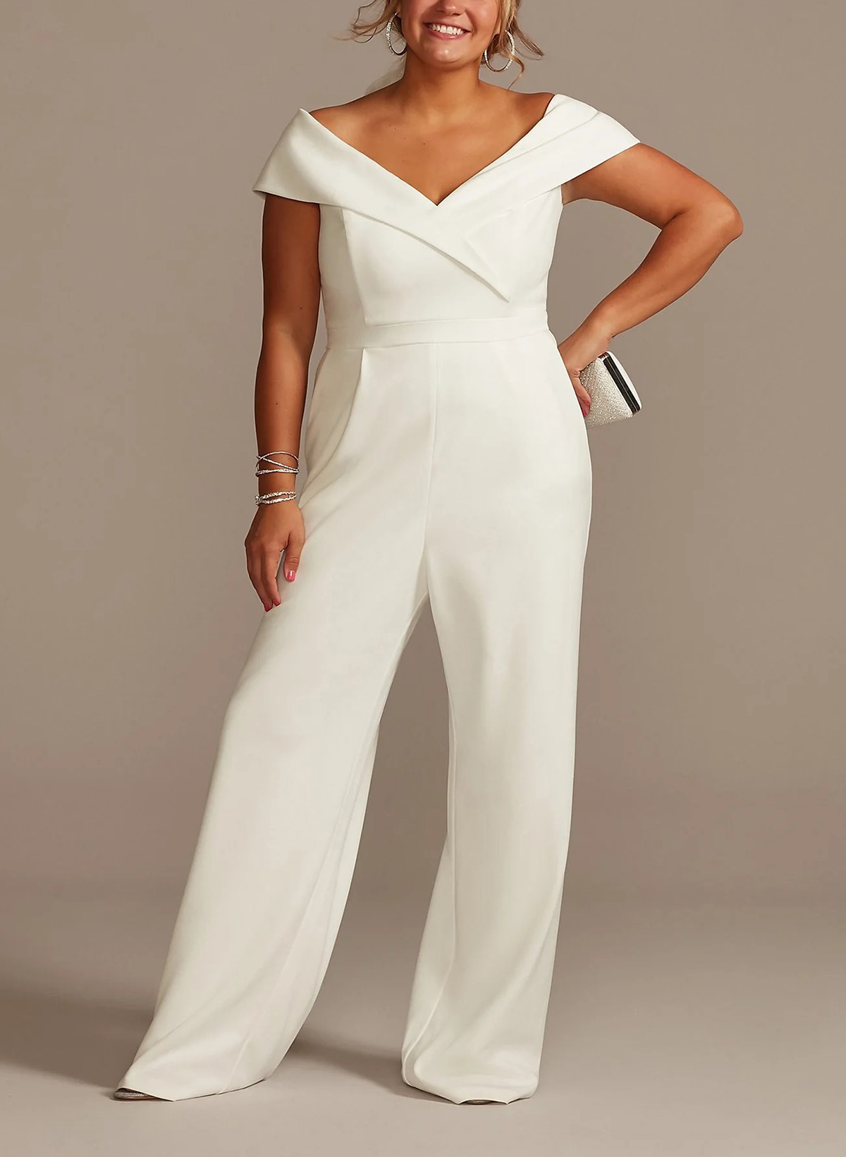 Jumpsuit/Pantsuit V-Neck Sleeveless Floor-Length Elastic Satin Evening Dresses