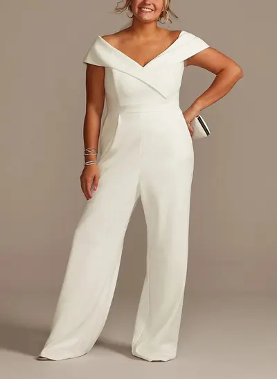 Jumpsuit/Pantsuit V-Neck Sleeveless Floor-Length Elastic Satin Mother Of The Bride Dresses