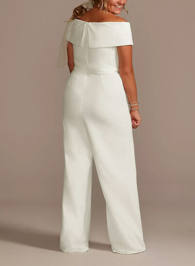 Jumpsuit/Pantsuit V-Neck Sleeveless Floor-Length Elastic Satin Evening Dresses