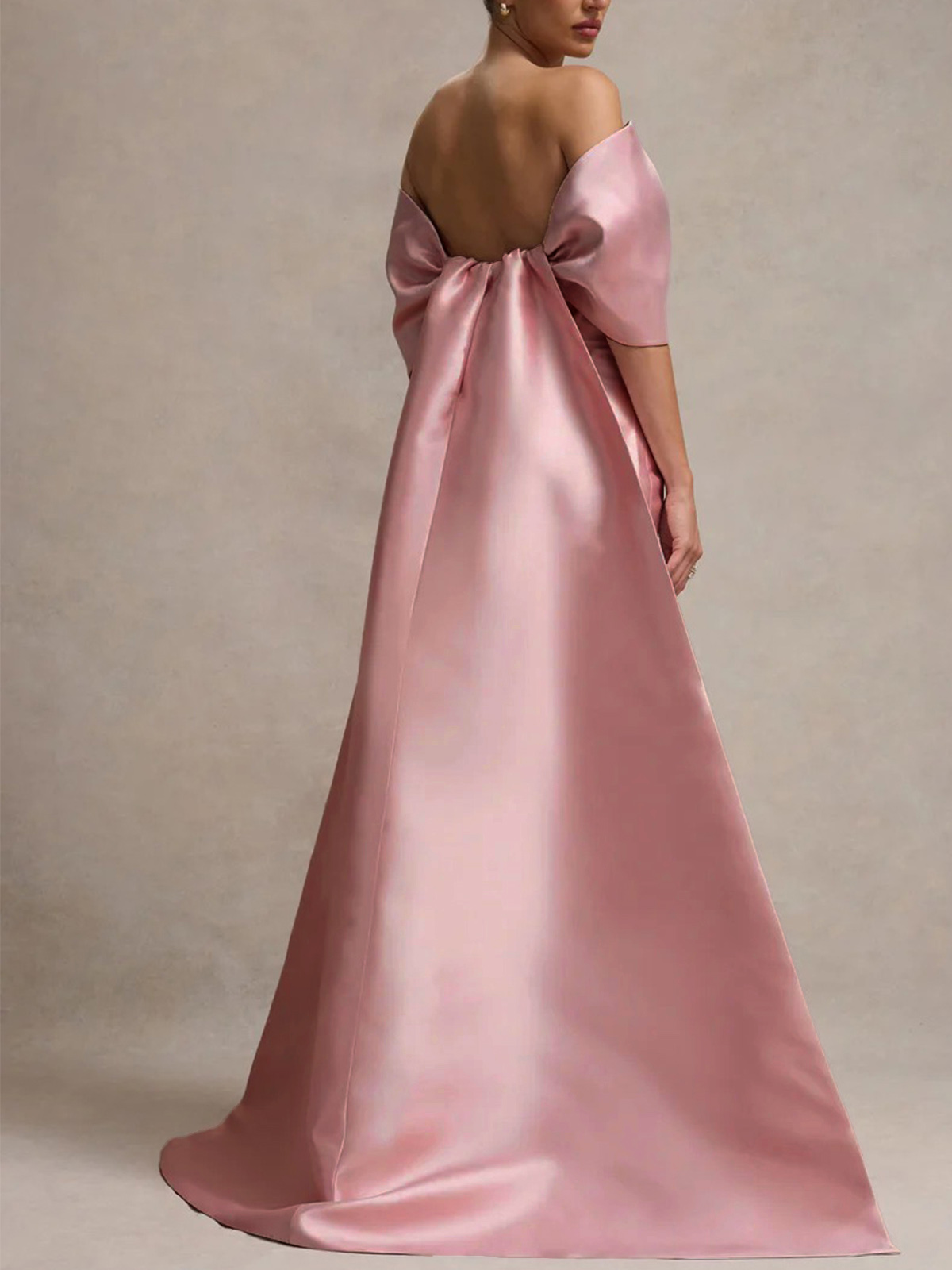 Sheath/Column Off-The-Shoulder Sleeveless Floor-Length Satin Evening Dresses With Bow(s)