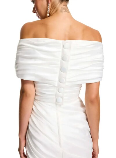 A-Line Off-The-Shoulder Sleeveless Short Mini Satin Taffeta Homecoming Dresses With Pleated