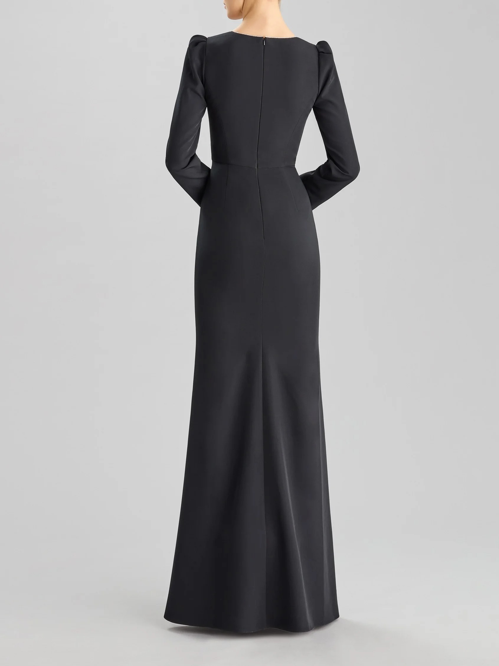 Sheath/Column V-Neck Long Sleeves Floor-Length Elastic Satin Mother Of The Bride Dresses With Rhinestone