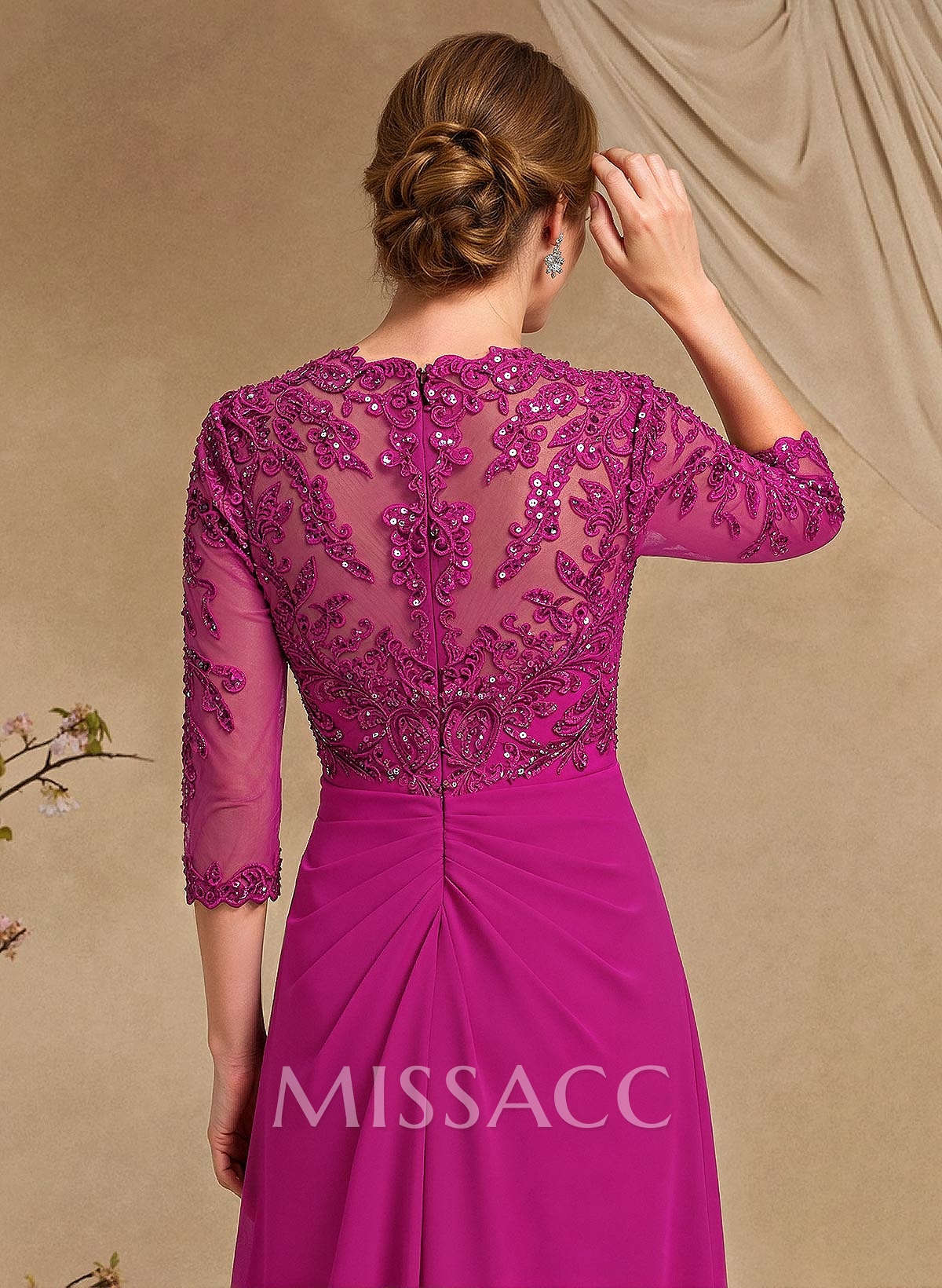 A-Line Square Neckline 3/4 Sleeves Floor-Length Chiffon Mother Of The Bride Dresses A-Line Square Neckline 3/4 Sleeves Floor-Length Chiffon Mother Of The Bride Dresses
