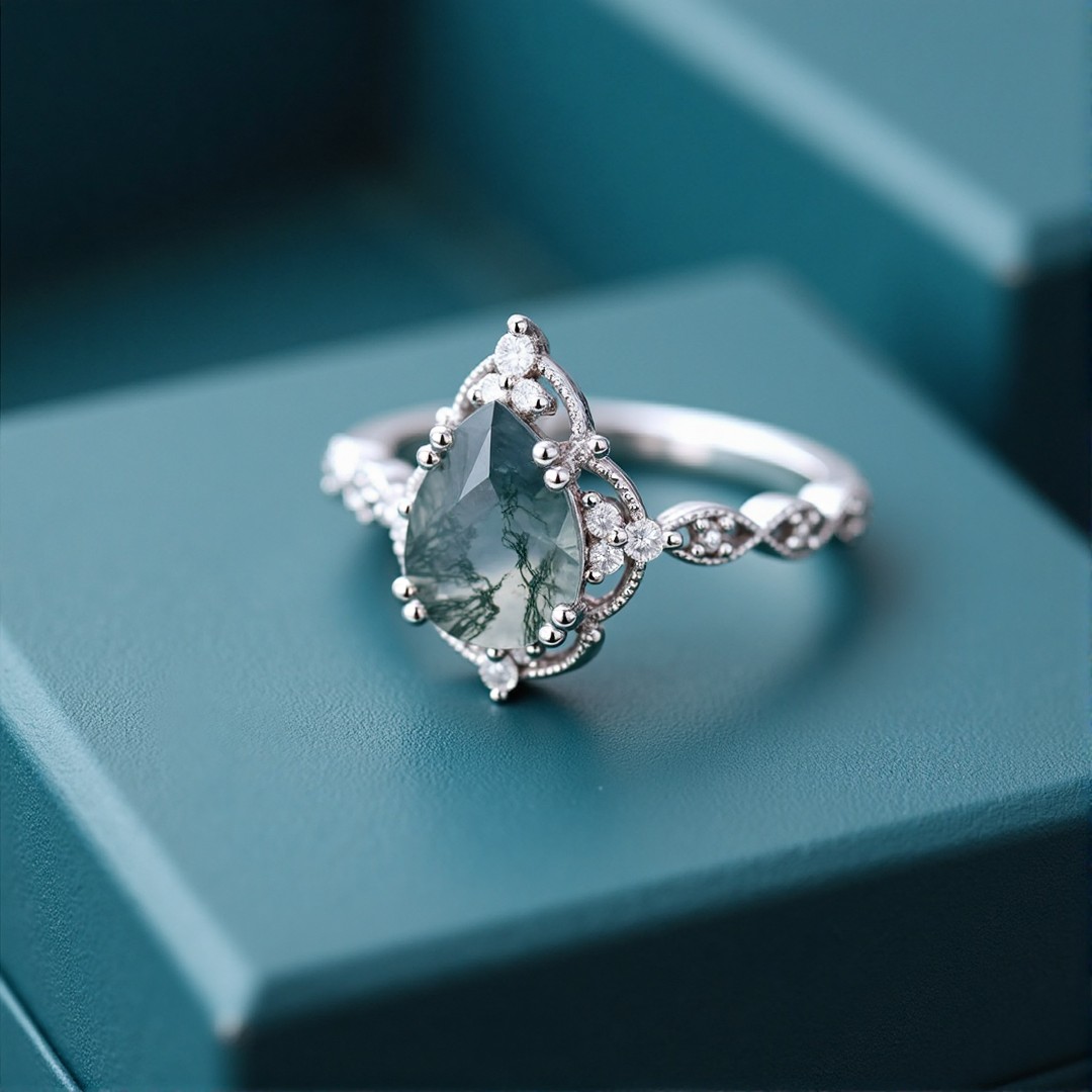 1CT Pear Cut Moissanite Wedding Bands In Sterling Silver