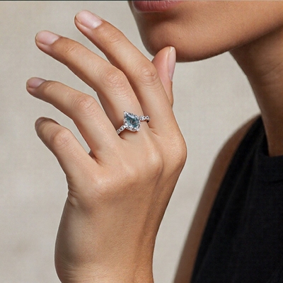 1CT Pear Cut Moissanite Wedding Bands In Sterling Silver