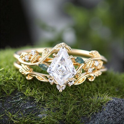 1CT Kite Cut Zircon Engagement Rings Sets In Sterling Silver