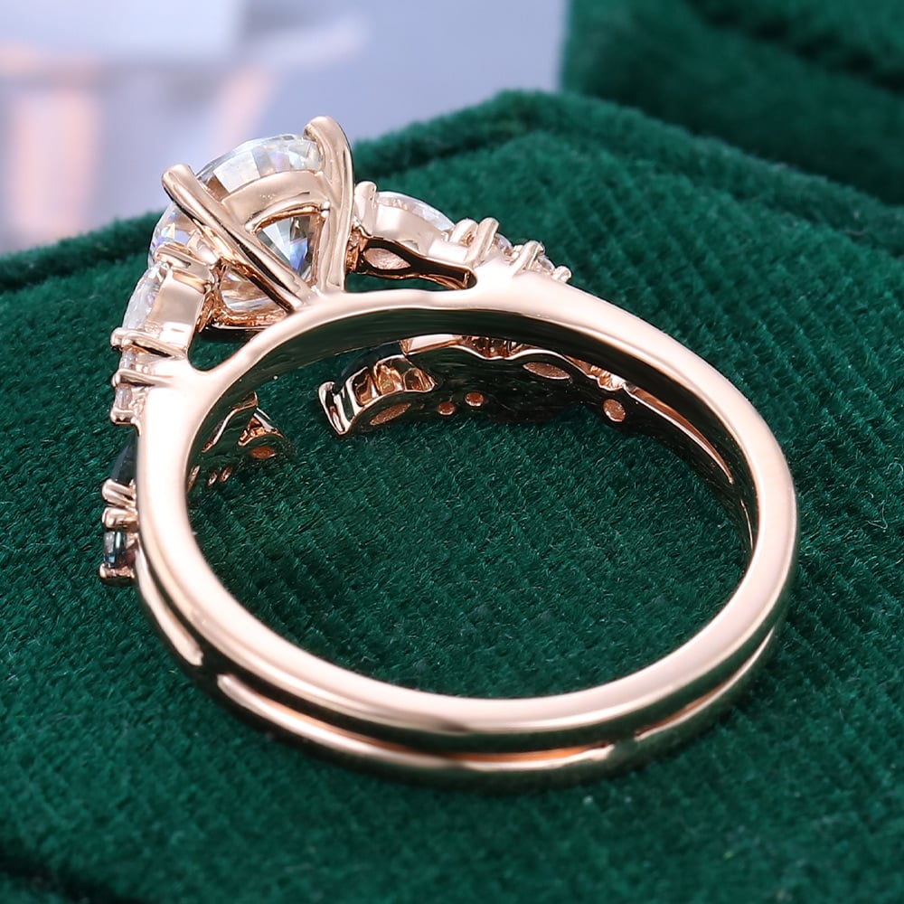 Round Cut Moissanite/Moss Agate/Zircon Engagement Rings In Sterling Silver