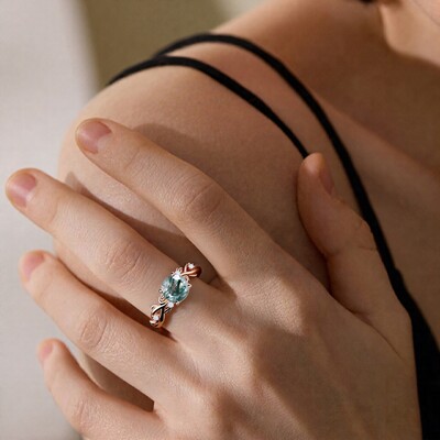 1CT Round Cut Moss Agate Engagement Rings In Sterling Silver
