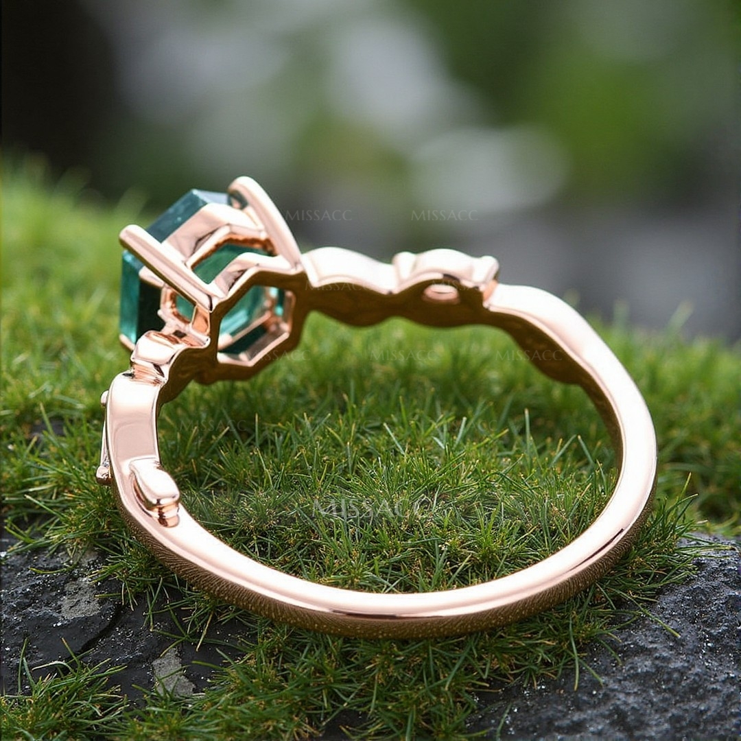 1CT Oval Cut Moss Agate Engagement Rings In Sterling Silver