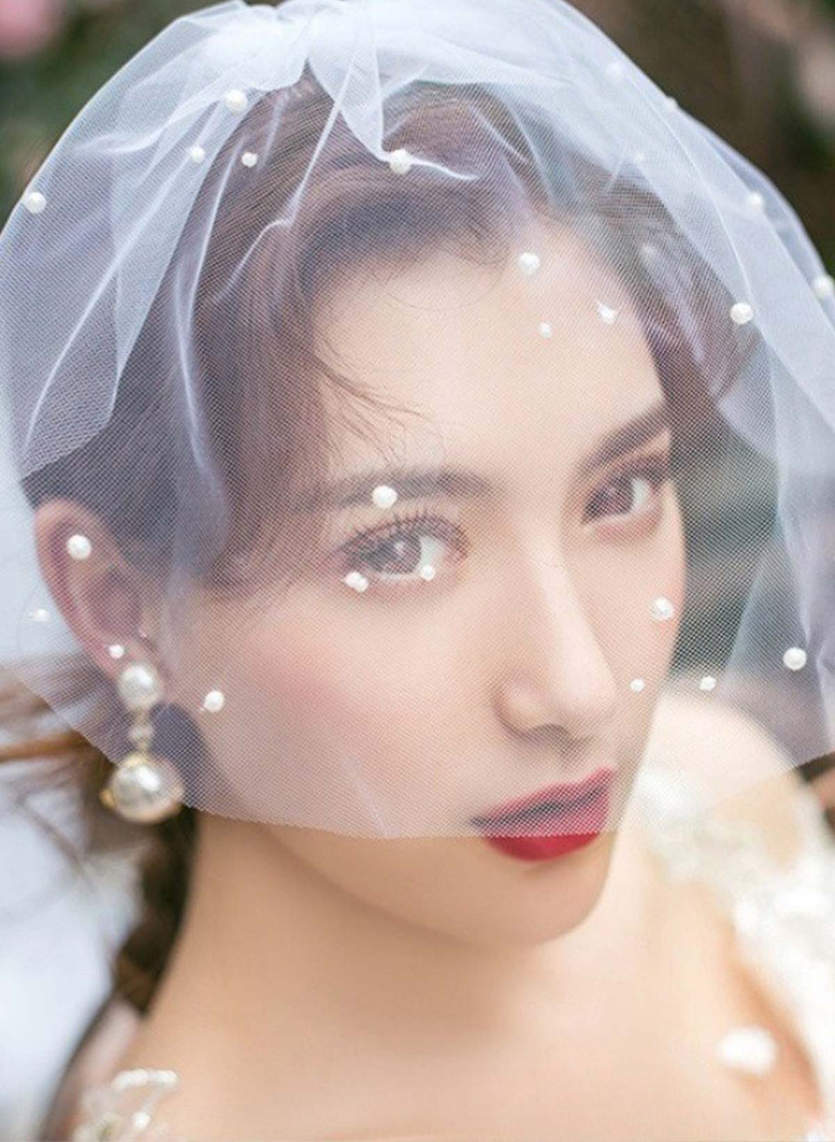 Pearl One-Tier Tulle Birdcage Veils