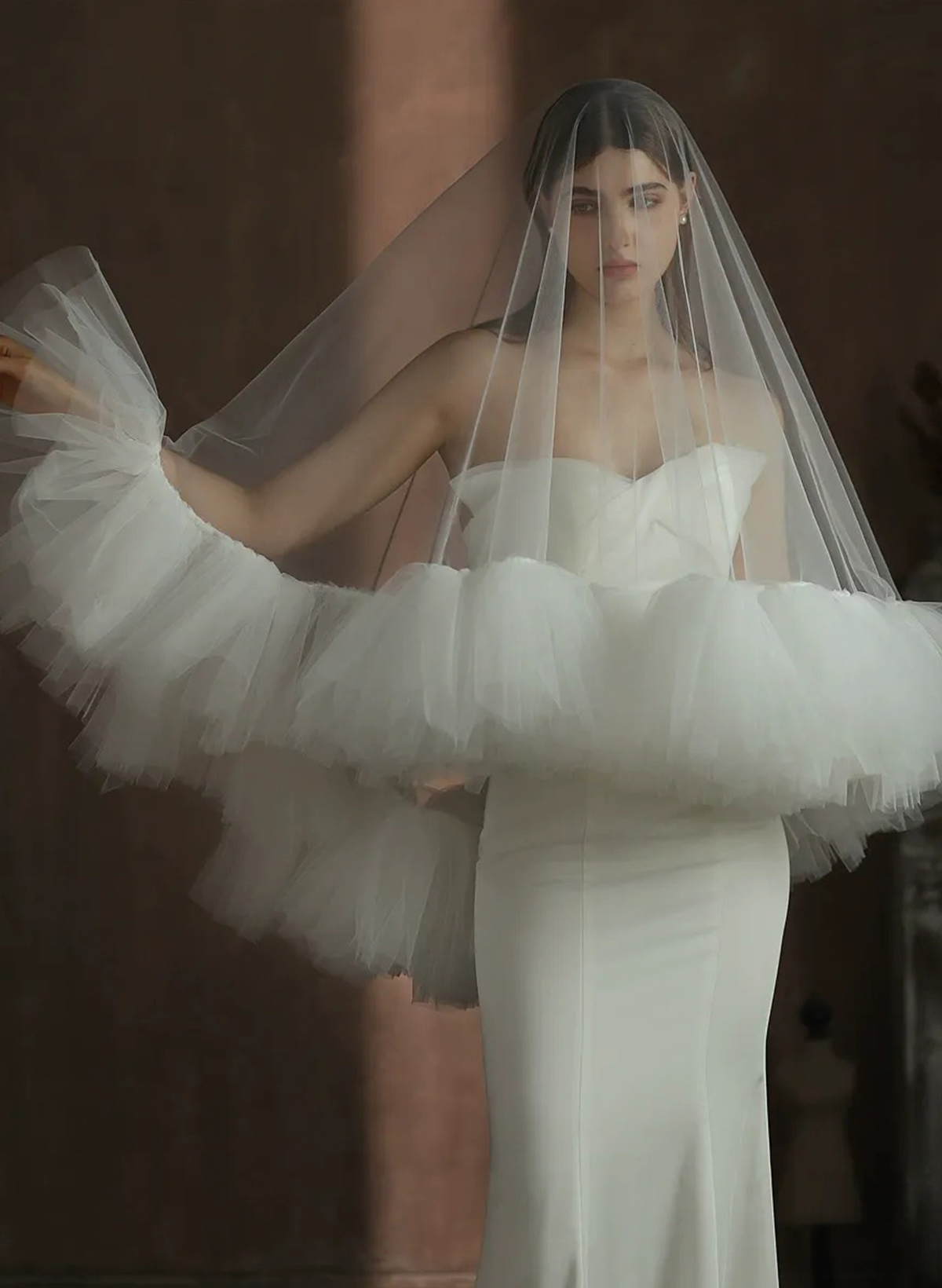 One-Tier Tulle Elbow Bridal Veils