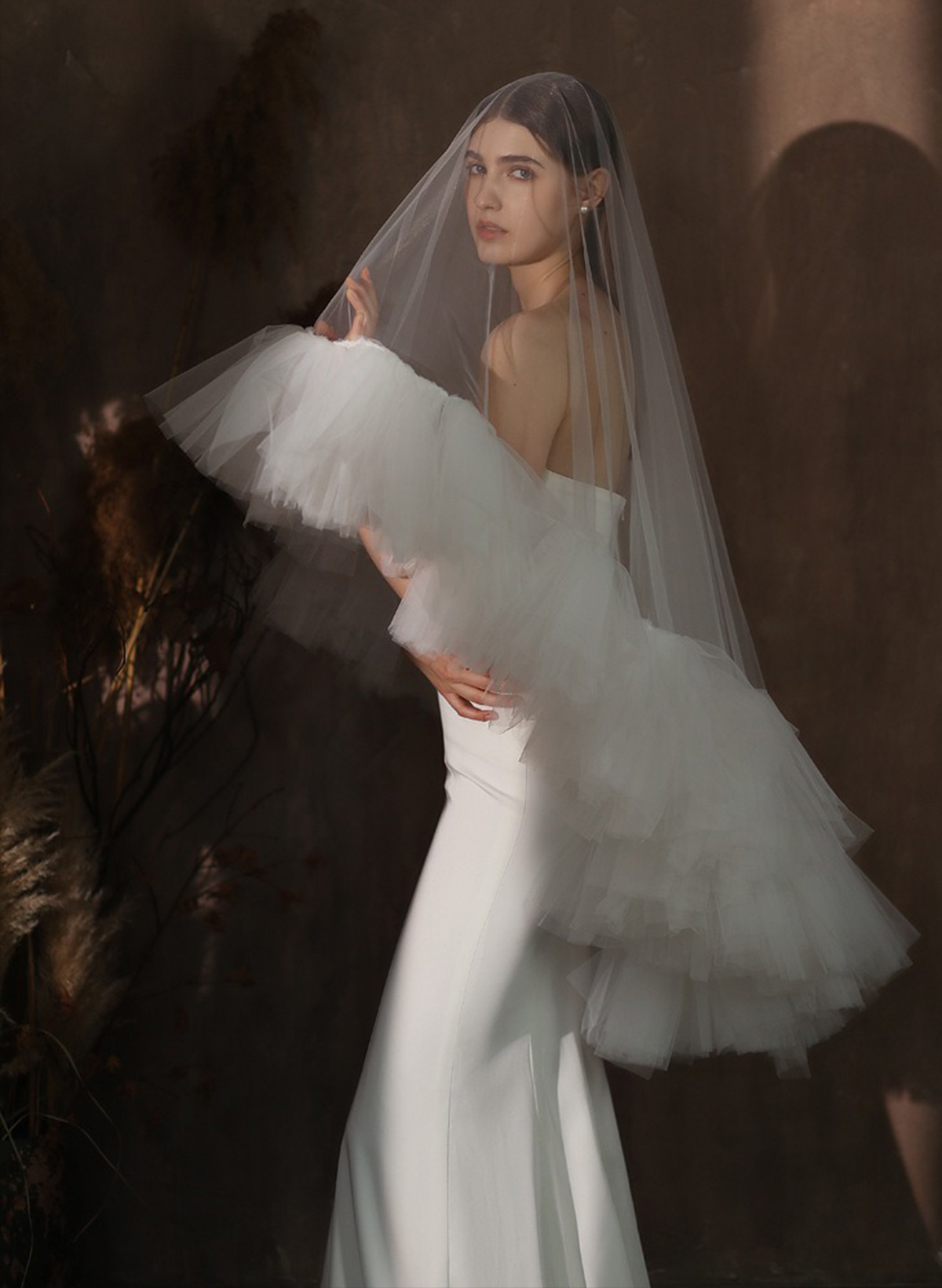 One-Tier Tulle Elbow Bridal Veils