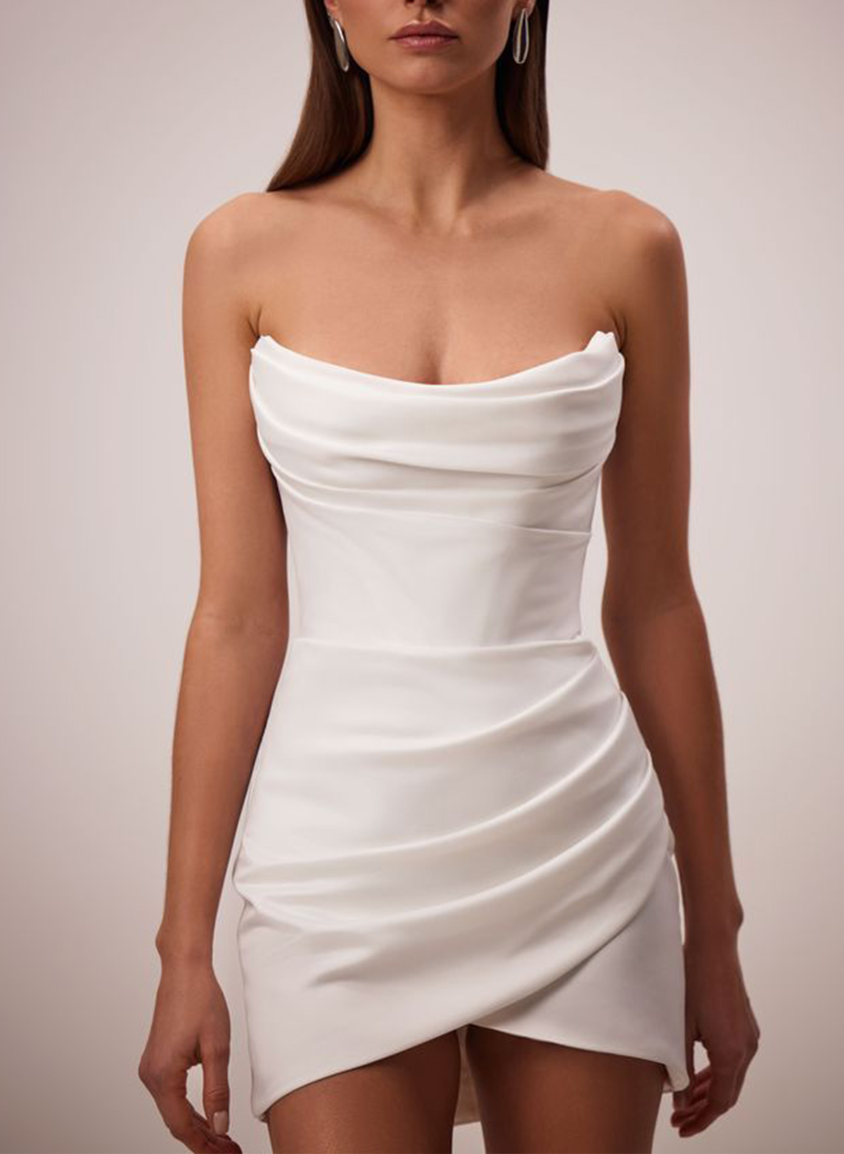 Sheath/Column Strapless Sleeveless Short/Mini Matte Satin Wedding Dresses