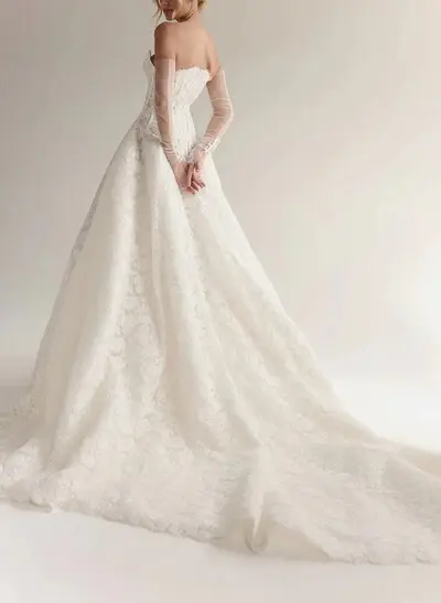 Ball-Gown Sweetheart Sleeveless Royal Chiffon/Lace/Tulle Wedding Dresses