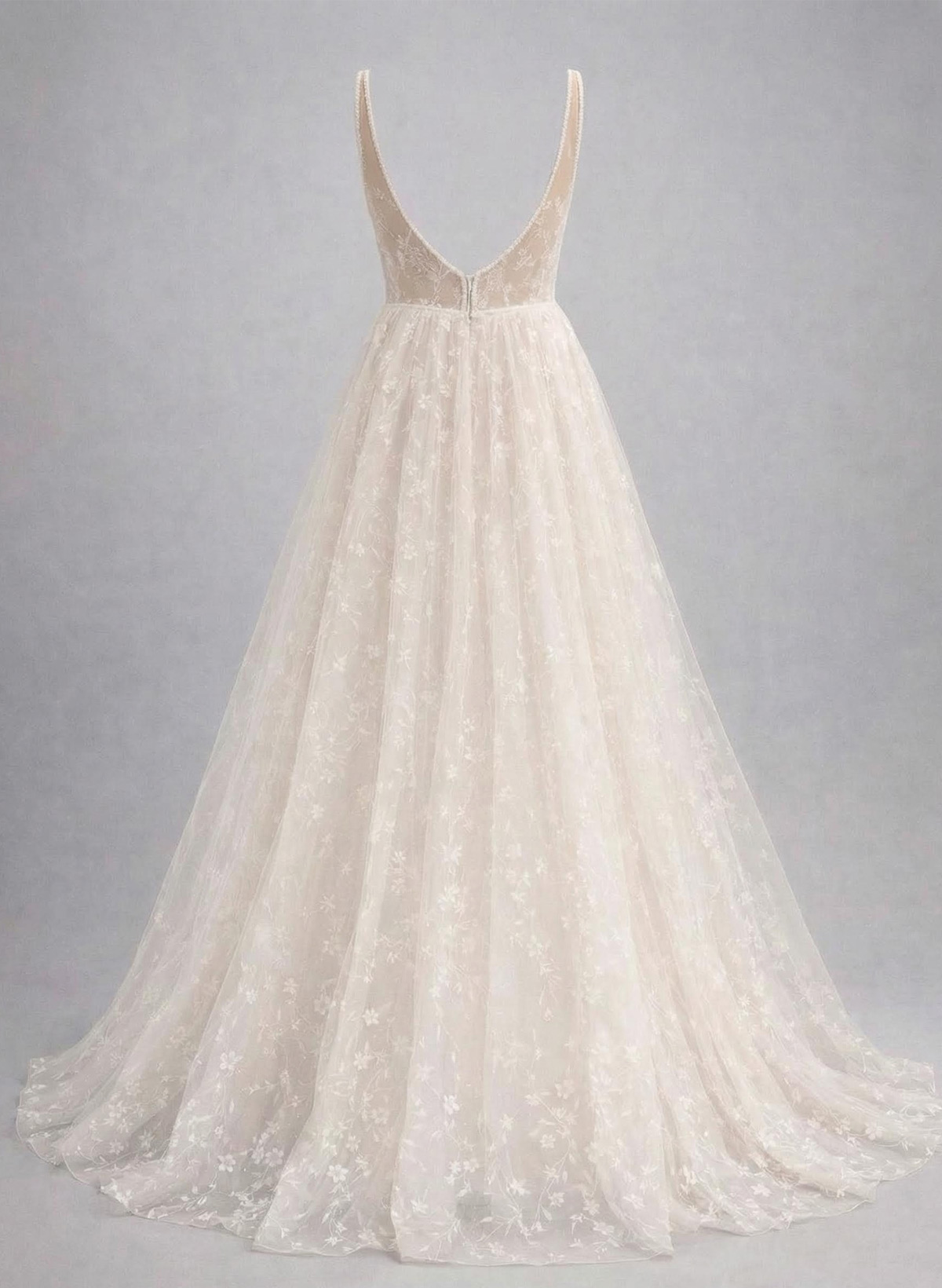A-Line Sweetheart Sweep Train Lace/Satin Wedding Dresses With Sequins