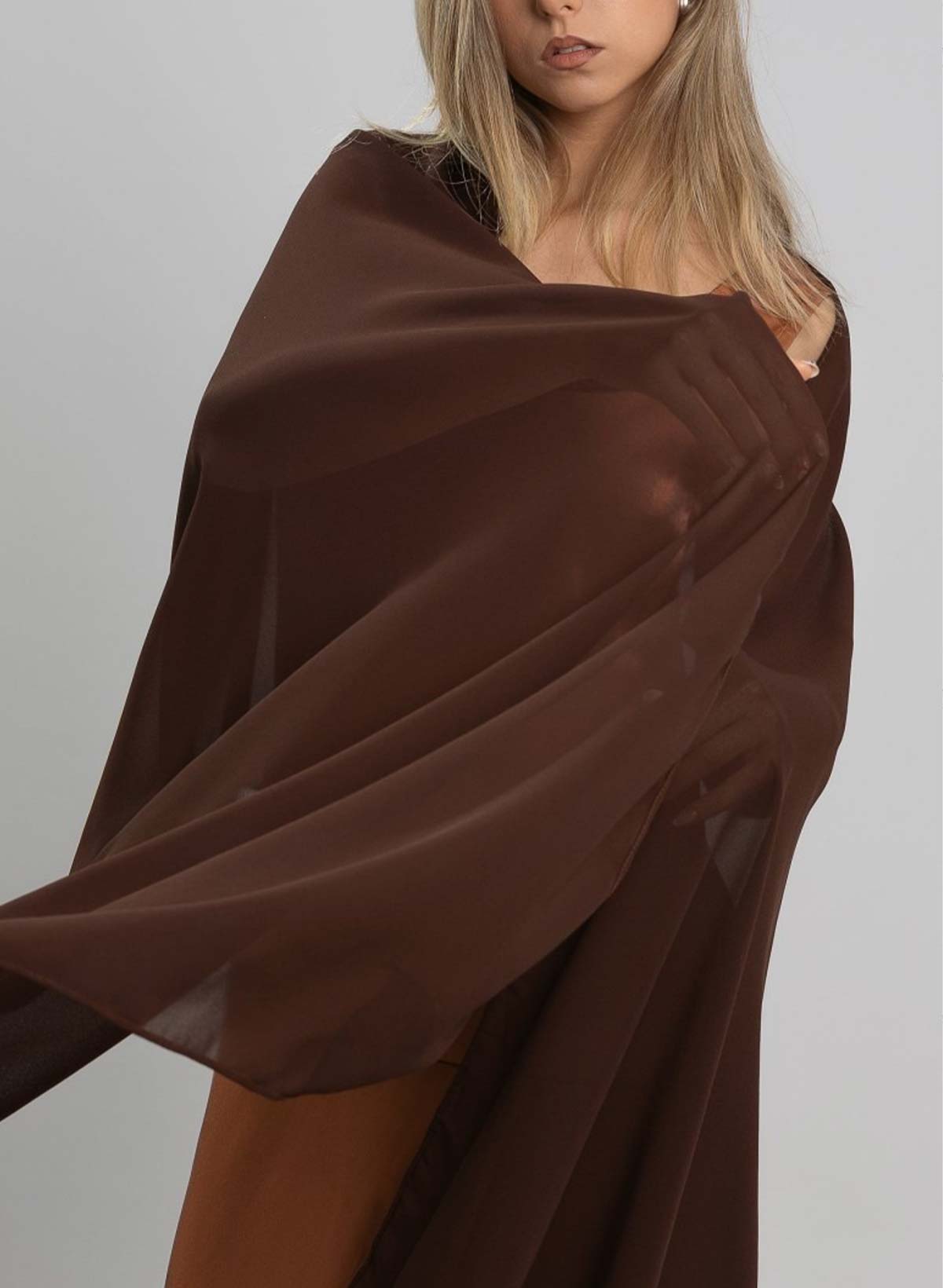 Open Front Chiffon Shawl