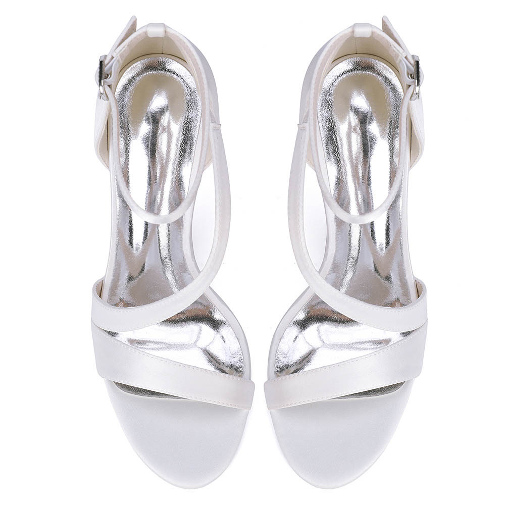 High Heel Silk Like Satin Open Toe Wedding Shoes