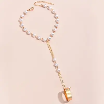 Bohemian Pearl Chain Ring Finger Chain