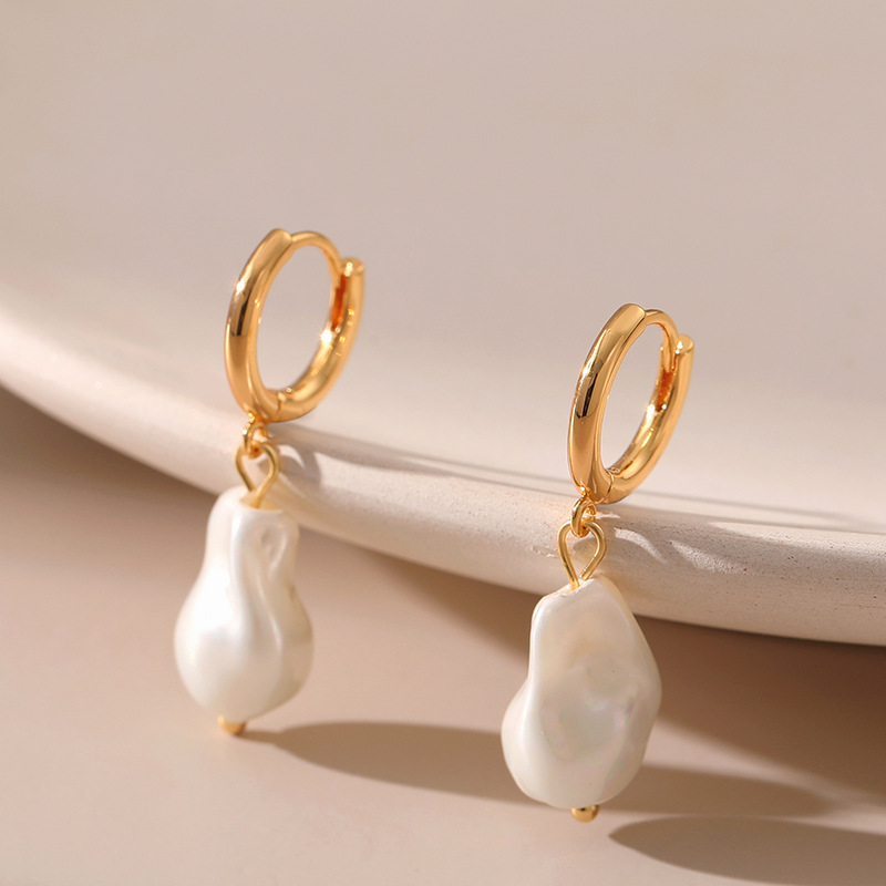 Baroque Pearl Hoop Earrings