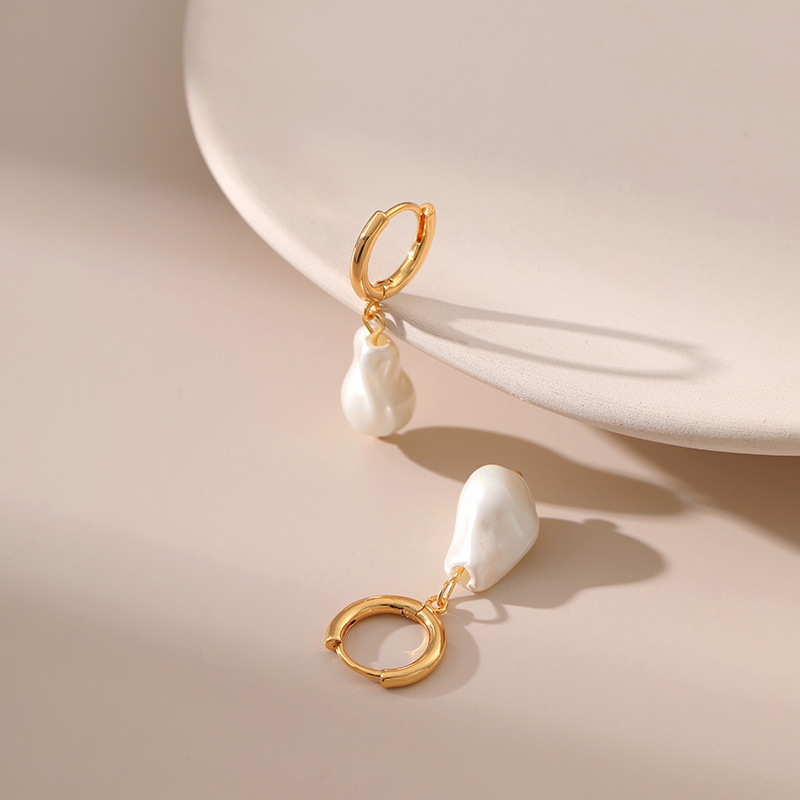 Baroque Pearl Hoop Earrings