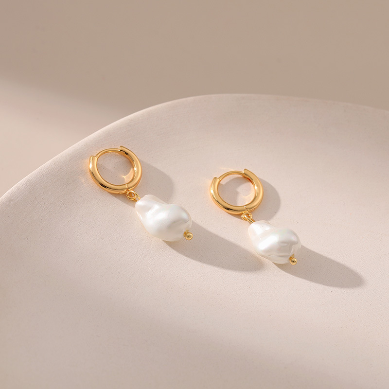 Baroque Pearl Hoop Earrings