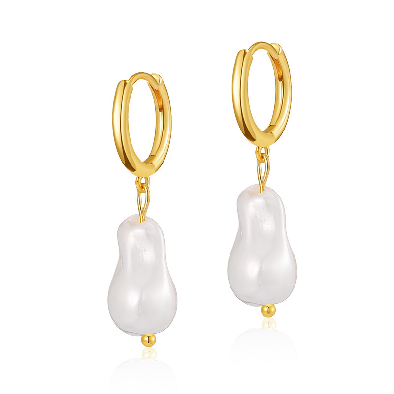 Baroque Pearl Hoop Earrings