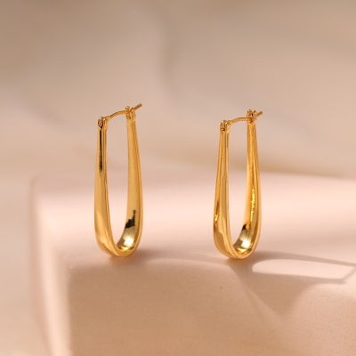 Textured Oval Minimalist Drop Earrings