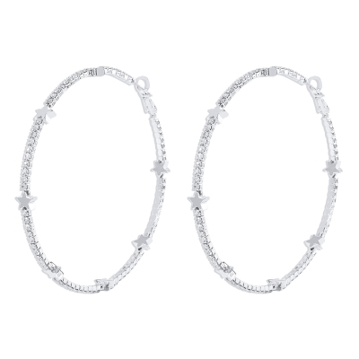 Exaggerated Glitter Star Hoop Earrings