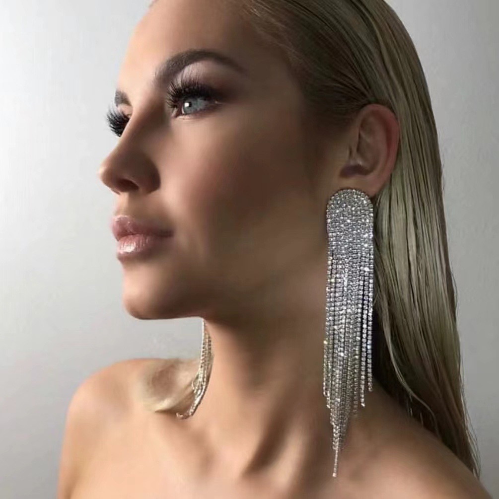 Rhinestone Tassel Earrings