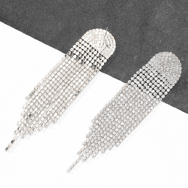 Rhinestone Tassel Earrings