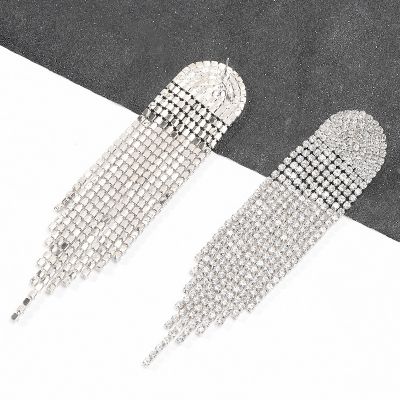 Rhinestone Tassel Earrings