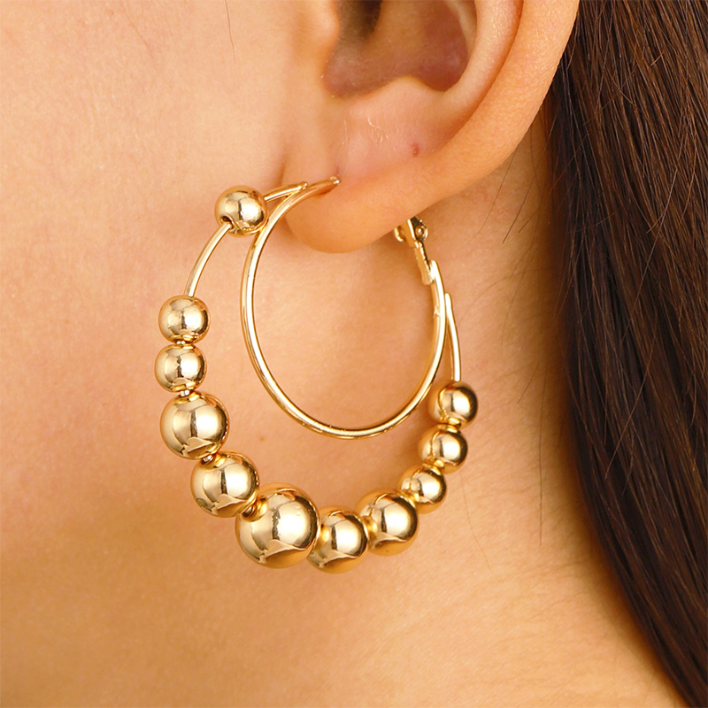 Exaggerated Beaded Hoop Earrings