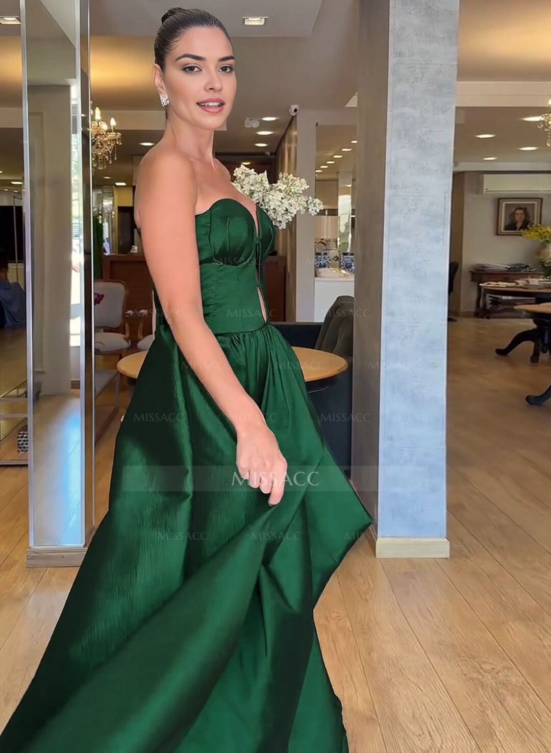 Unique Sweetheart A-Line Asymmetrical Length Taffeta Evening Dresses