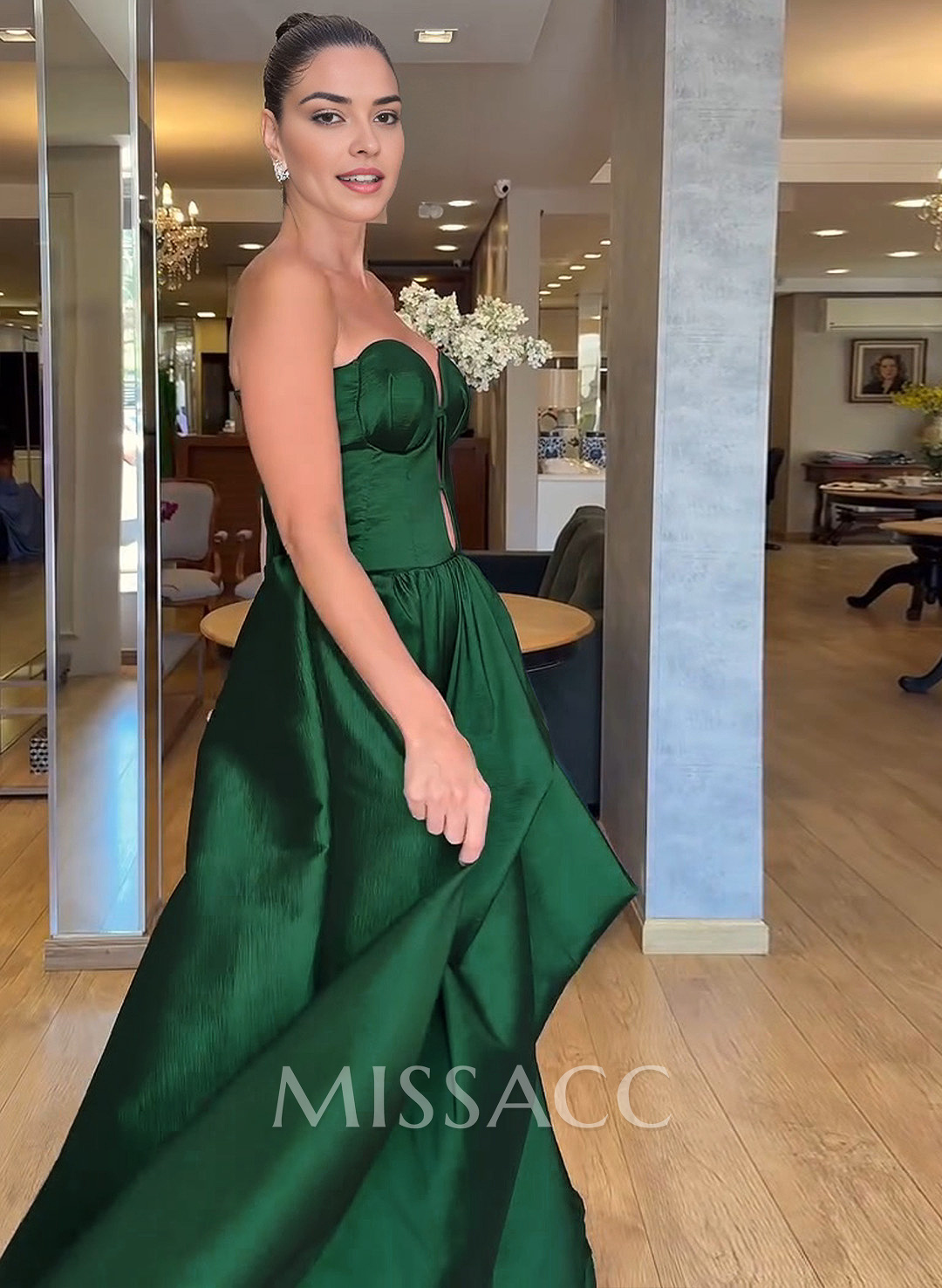 Unique Sweetheart A-Line Asymmetrical Length Taffeta Evening Dresses
