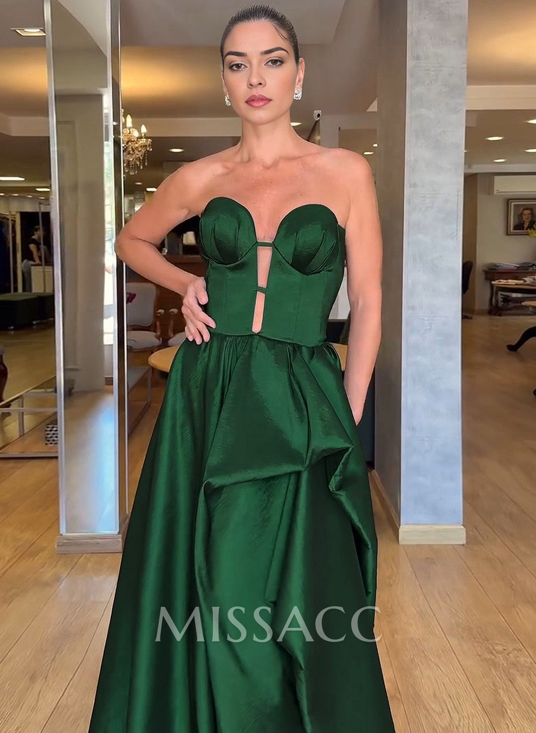 Unique Sweetheart A-Line Asymmetrical Length Taffeta Evening Dresses